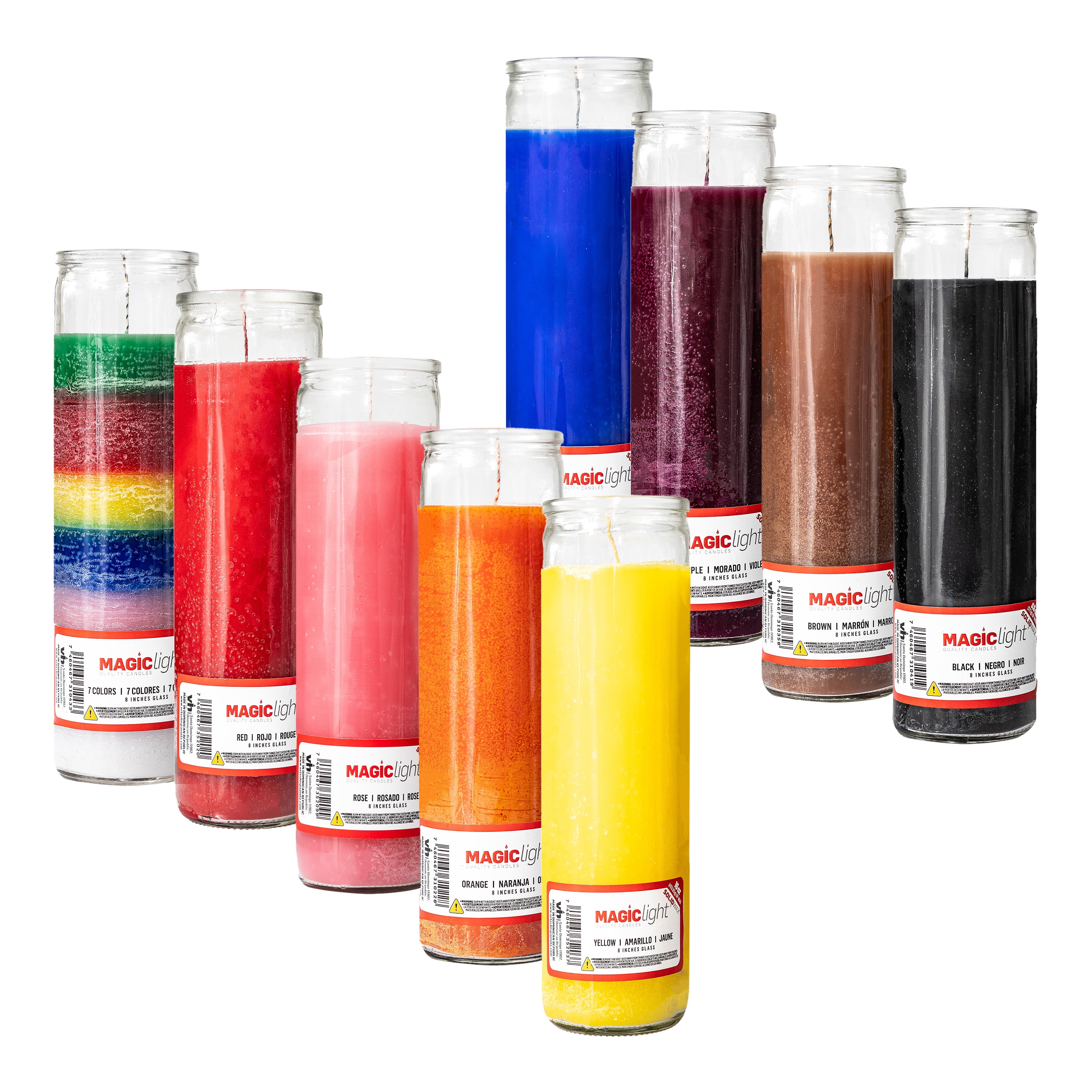 (4 pack) MagicLight Religious Candles 9.6 oz - Clear Glass Jar, Unscented Purple Wax