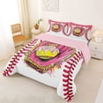 thumbnail image 2 of Erosebridal Girls Baseball Queen Comforter Set, Pink Ice Cream Drip Bedding Comforter Set, Pink Reversible, 1 Comforter and 2 Pillowcases, 2 of 6