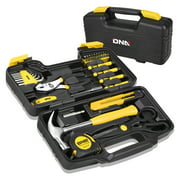 DNA Motoring Tools-00007 Yellow 39 PCS Portable Tool Kit Household Hand Toolbox General Repair Screwdriver Pliers Hammer Hex Set