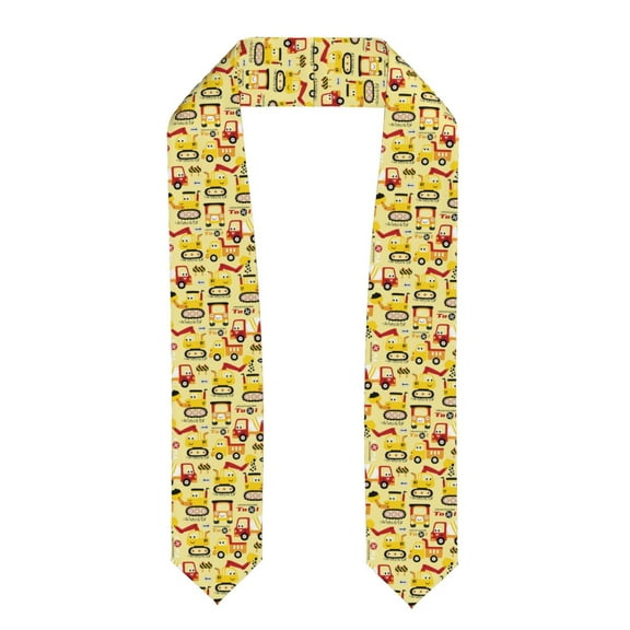 Fuzoiu Funny Construction Vehicles Print Graduation Sash,Graduation Stole,Unisex Adult Graduation Stole Shawl 91" Long,for Academic Commencements Shawl-Flattened