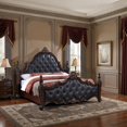 thumbnail image 4 of Moni Queen Bed, Black Button Tufted Classical Upholstery, Cherry Brown Wood, 4 of 7