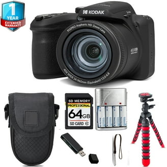 Kodak PIXPRO FZ55 Digital Camera Bundle: Zoom, 64GB, Tripod, 1 Yr