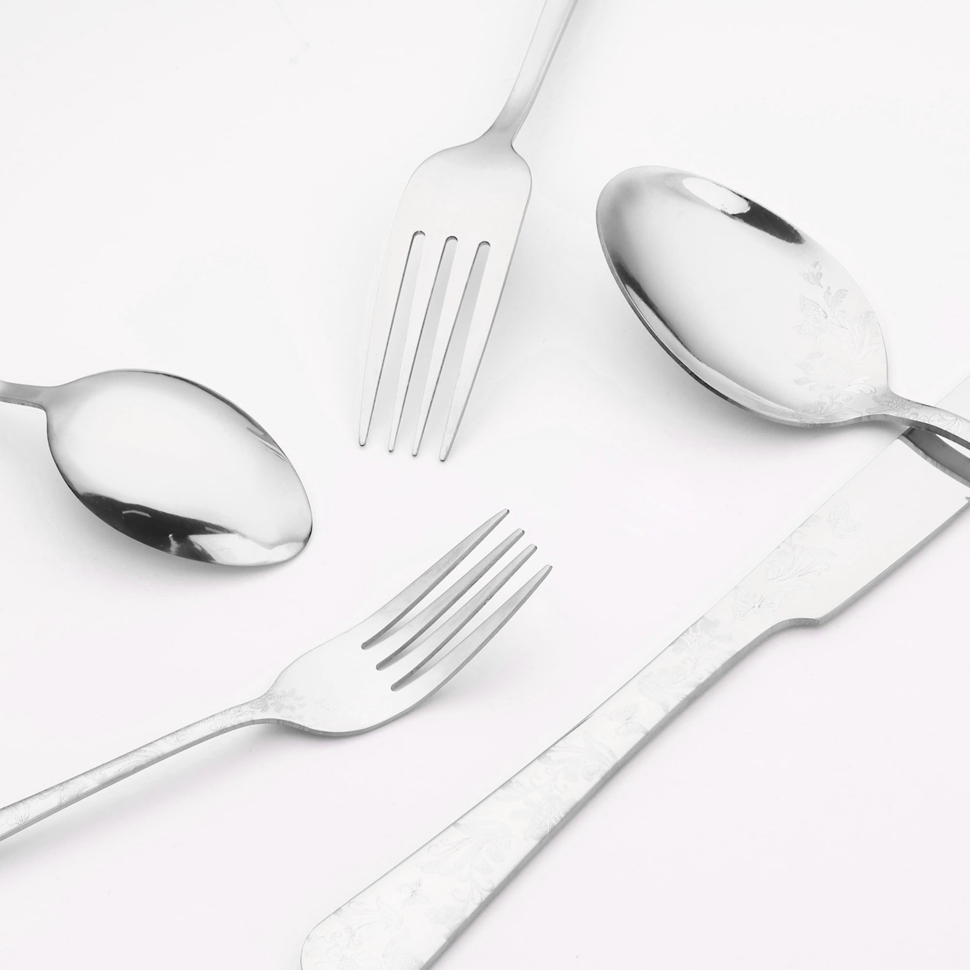 Unique Bargains 20 Pieces Stainless Steel Silverware Set Flatware Set Silver