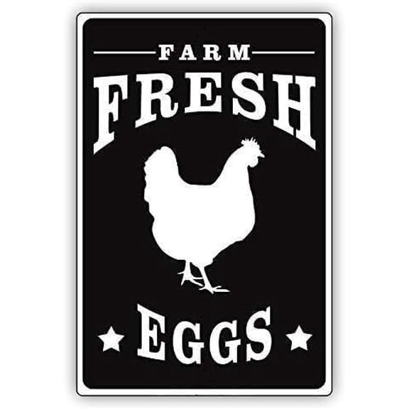 Farmhouse Metal Tin Sign Farm Fresh Eggs Wall Plaque 8x12 Inch Retro Decor for Outdoor or Indoor Display