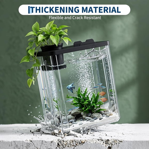 ExpanseEcho Aquarium Kit with LED Light, Filter, Air Pump and Lid