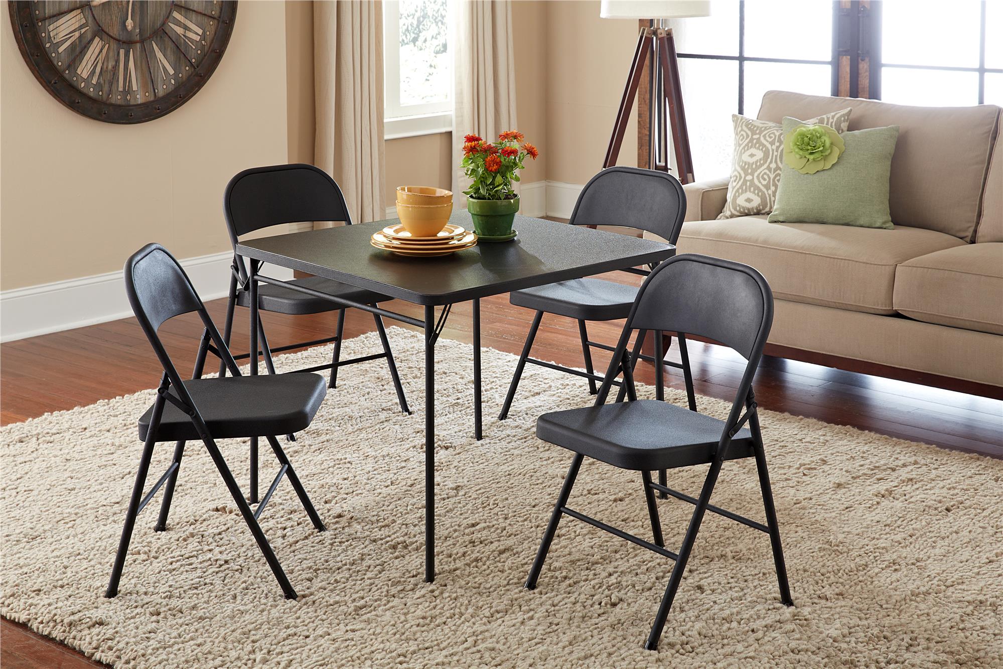 Mainstays Steel Folding Chair, Black, Set of 4 photo 4