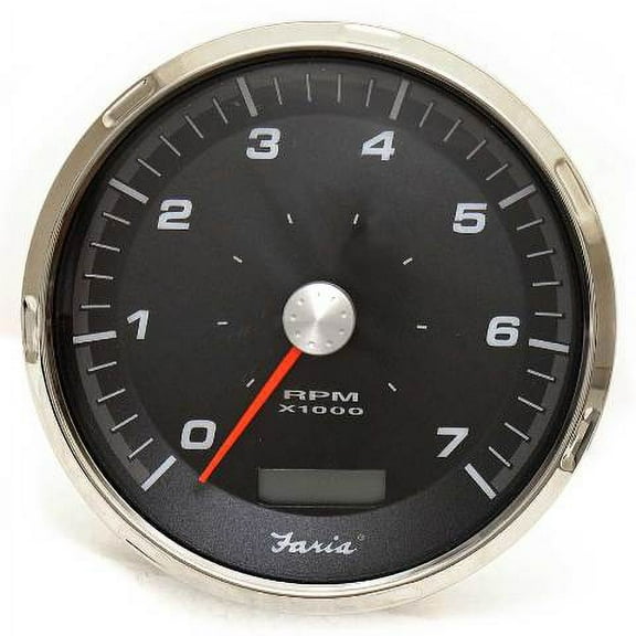 Faria Boat Tachometer Gauge THC616B | 4 1/4 Inch Silver Black