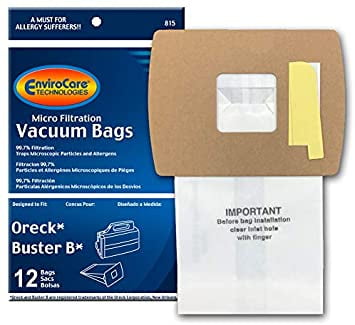 Oreck Buster B Micro 99.7% Filtration Paper Bags 12 Pk 