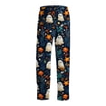 thumbnail image 5 of Boyscolos Halloween Pajamas Pumpkin Ghost Skeleton Drawstring Cozy Comfortable Skull Spooky Pj Pants Halloween Outfits Dark Blue XL, 5 of 5