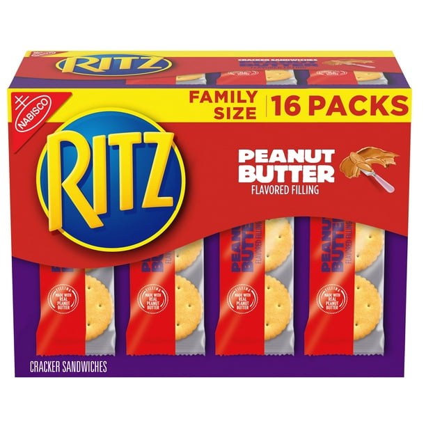 RITZ Peanut Butter Sandwich Crackers, Family Size, 16 1.38 oz Packs