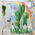 thumbnail image 3 of St Patrick's Day Shower Curtain Set, Waterproof Shower Curtains for Bathroom, Green Gnomes Shamrock Cloud Plants Rainbow Washable Fabric Bath Curtain for Bathtub Decoration with Hooks 72x78 Inches, 3 of 9