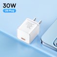 thumbnail image 3 of Cargador de teléfono Baseus GaN de 30 W para iPhone 16, 15, 14, 13, 12 Pro Max, cargador USB C compatible con PD, QC, PPS, carga rápida para computadora portátil, 3 of 5