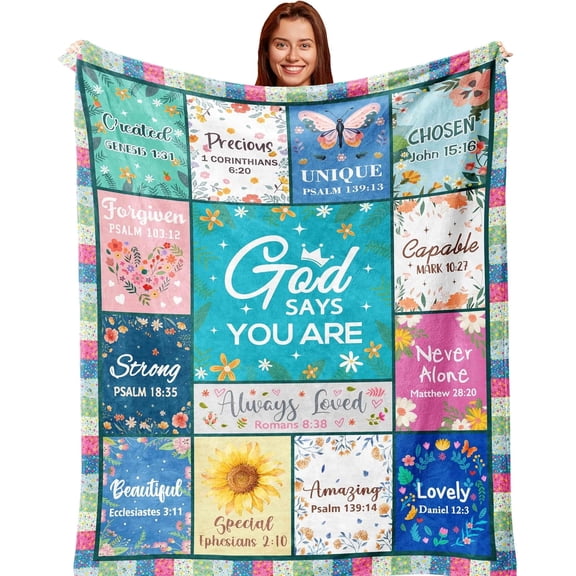 Christian Gifts for Women, Religious Blanket with Flowers, Inspirational Birthday Gifts for Women, Gifts for Sister, Friend, Daughter, Mom, Soft Throw Blankets