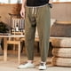 thumbnail image 1 of Pantalones largos para hombre, moda de verano, lisos, informales, con cintura elástica y bolsillos, 1 of 7