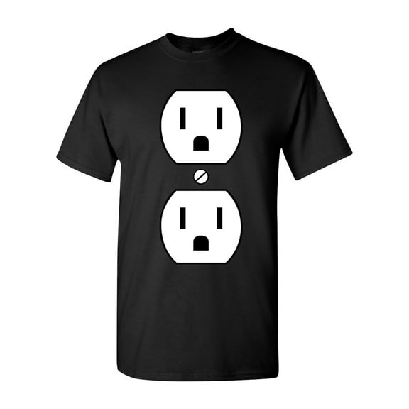 Plug Outlet Face Party Costume Funny Humor DT Adult T-Shirt Tee