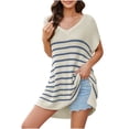thumbnail image 2 of Suéter de cuello en V para mujer, manga larga, cuello redondo navideño, blusa holgada de tendencia, suéter de punto, suéter para mujer, 2 of 2