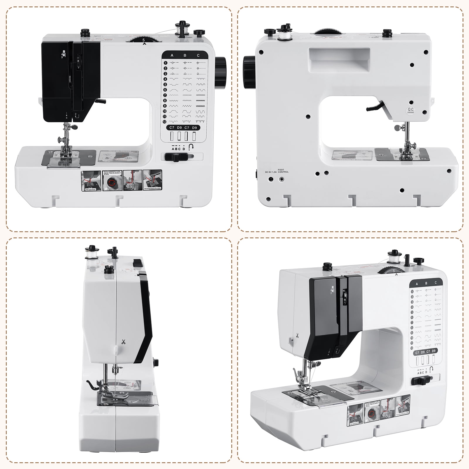 BSHAPPLUS® Portable Sewing Machine,54 Piece Handheld Electric Sewing Machines Kit,38 Stitch Patterns Mini Sewing Machine for Beginners Kids,Household Multifunctional Crafting Mending Machine