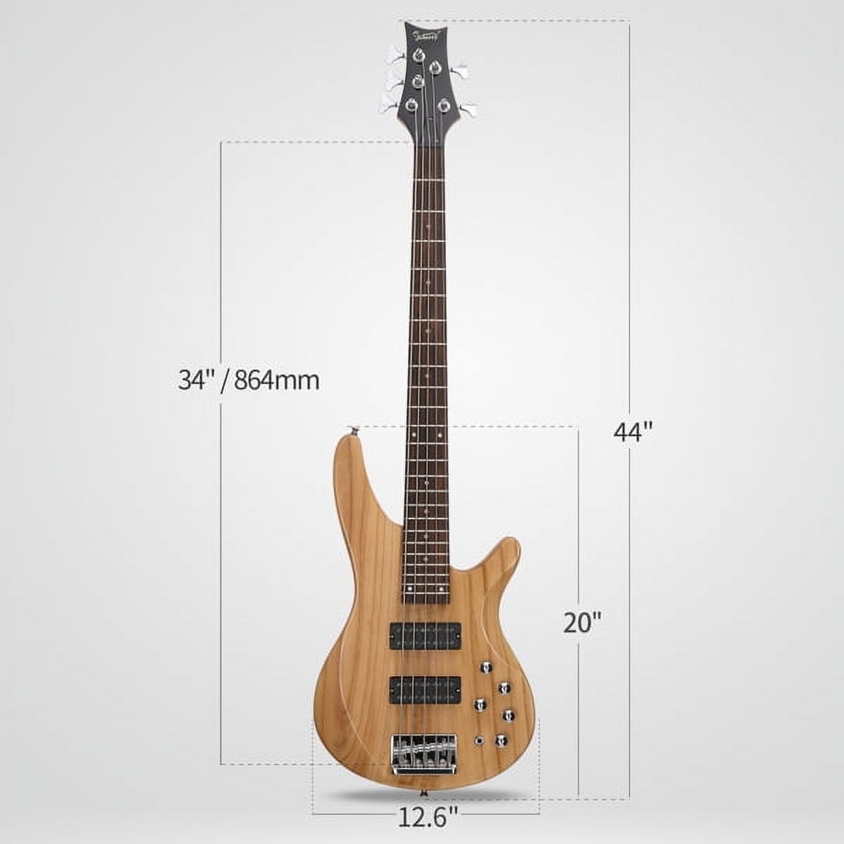 44 Inch GIB 5 String H-H Pickup Laurel Wood Fingerboard Electric Bass Guitar with Bag and other Accessories Burlywood