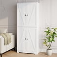 thumbnail image 3 of YouTrend 72'' Farmhouse Kitchen Pantry Cabinet with 4 Barn Doors,Storage Cabinet W/ 4 Shelves for Living Room,Kitchen,Bathroom,Office,White, 3 of 10