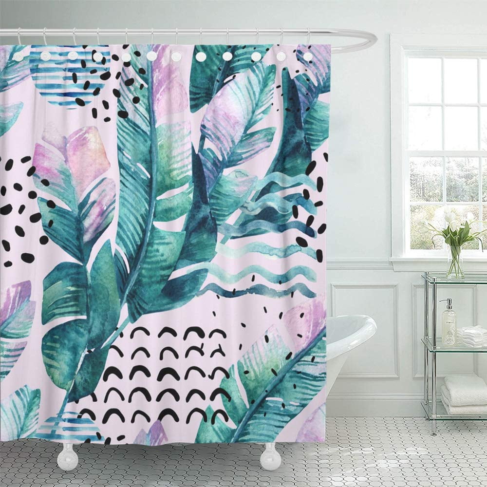 72" Waterproof Fabric Nostalgic Party in the 80s Shower Curtain Set Bathroom Mat 