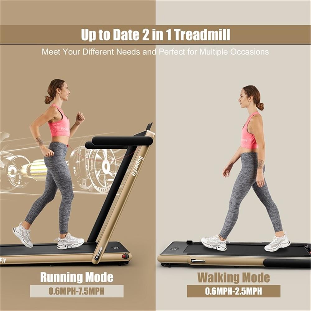 Pemberly Row Up To 7.5MPH 2.25HP Single Display Screen Treadmill in Yellow