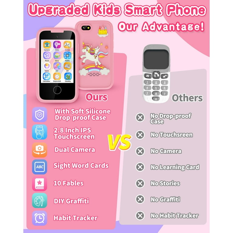  Kids Smart Phone for Girls Unicorn Gifts for Girls Age 6-8 with  Dual Camera Music Game Stories Touchscreen Kids Phone Learning Toy  Christmas Birthday Gifts for 3 4 5 6 7