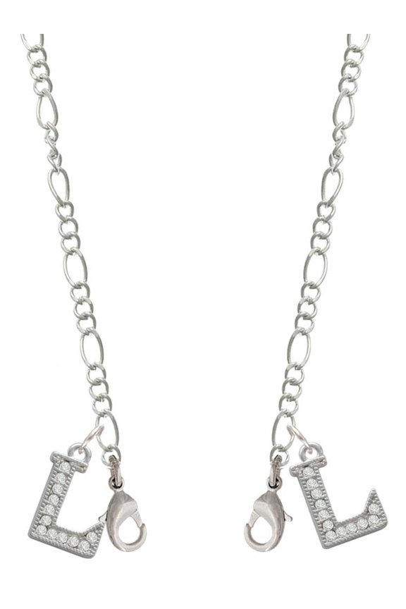 Silvertone Crystal Initial - L - Silvertone Face Mask Necklace