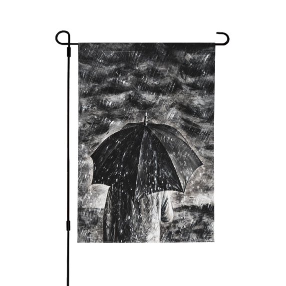 XMXY Painting Rain With Umbrella Garden Flags Double Sided,Farmhouse Holiday Yard Outdoor Sign Decor Flag, 12.5"x18" inch