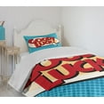 thumbnail image 4 of Ambesonne Vintage Quilted Bedspread Set 2 Pcs, Comic Book Strip, Twin Size, Pale Blue Red Yellow, 4 of 6