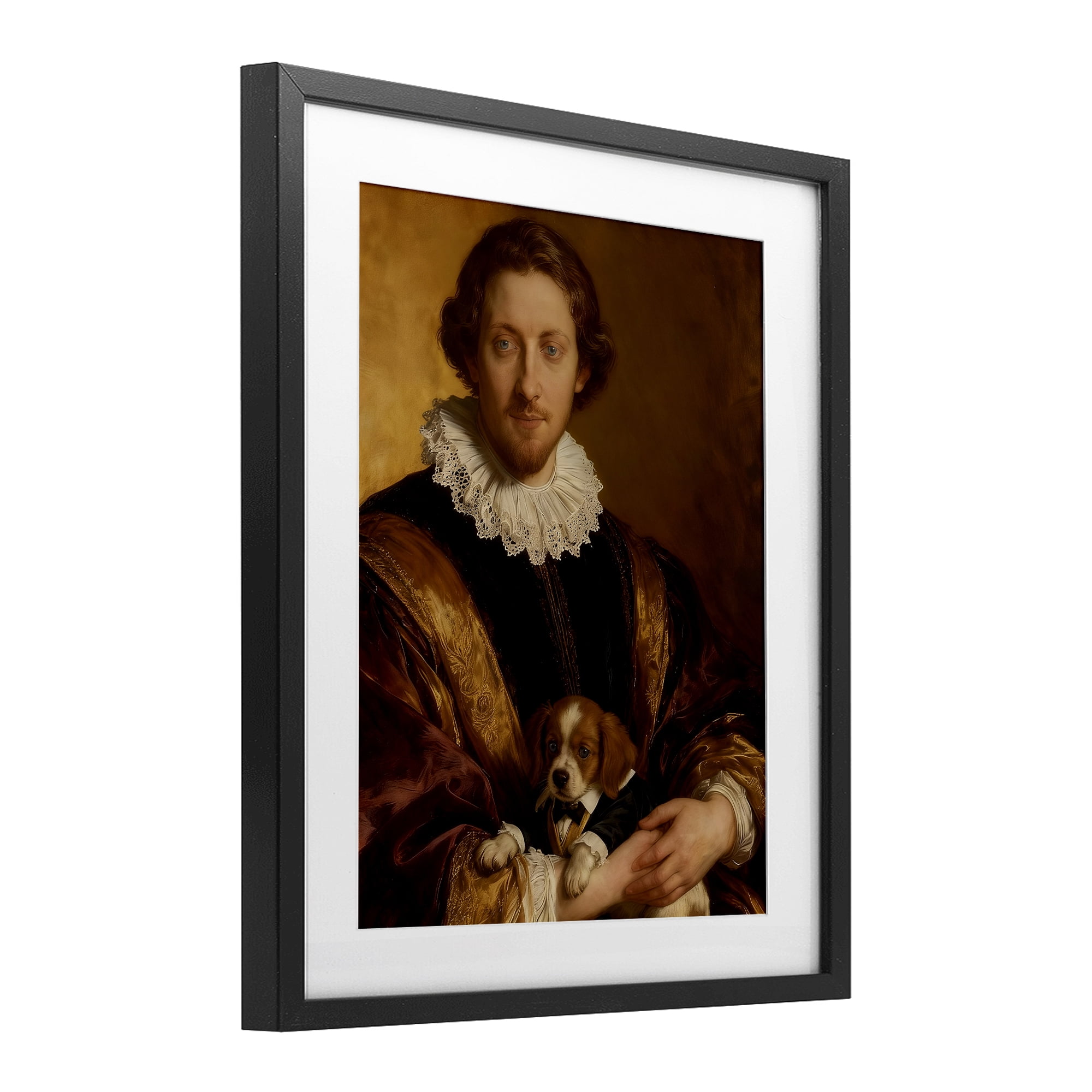 Stupell Industries Renaissance Noble with Loyal Companion Black Framed Print Under Glass, design by CAD Designs