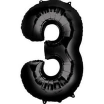 Anagram - 34 Number '3' Mylar Balloon - Black