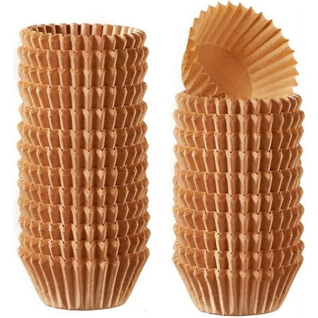GUSTO Mini Kraft Cupcake Liners for Baking Cup Cake Paper Cup Set, 500-Pack Kraft