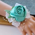 thumbnail image 2 of Bracelet Corsage de Mariée Extensible pour Mariage Bal Main Fleur - Bleu, 2 of 5