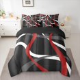 thumbnail image 2 of Homewish Geometric Waves Striped 7-Piece Twin Bedding Sets,Modern Minimalist Lines Bedding Comforter Set,Gray White Red Sheet Sets For Girls Kids,Luxury Bedroom Decor Reversible, 2 of 8