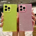 thumbnail image 2 of Transparent Square Fluorescent Neon Color Glitter Case For iPhone 14 11 12 13 15 Pro Max X XS XR 7 8 Plus SE Soft Silicone Cover, 2 of 5