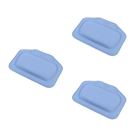 WORGEOUS 3pcs Bathroom Bathtub Bath Pillow Sponge Relaxing Headrest Waterproof Cushion with Suction Cups(Dark Blue)