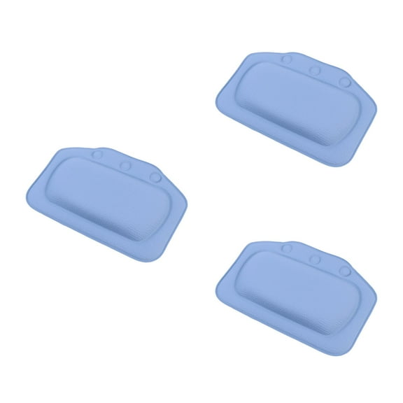 WORGEOUS 3pcs Bathroom Bathtub Bath Pillow Sponge Relaxing Headrest Waterproof Cushion with Suction Cups(Dark Blue)