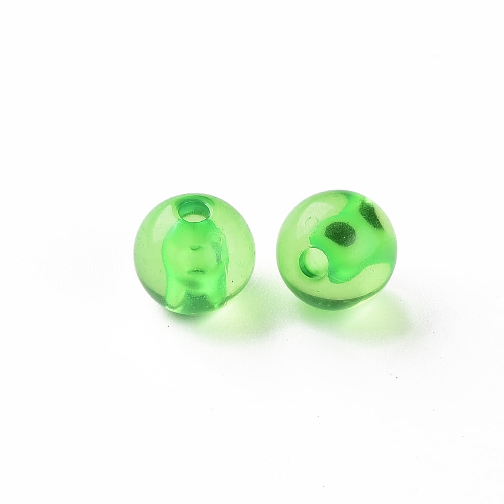 500g Transparent Acrylic Beads Round Lawn Green 8x7mm Hole: 2mm 1745pcs/500g