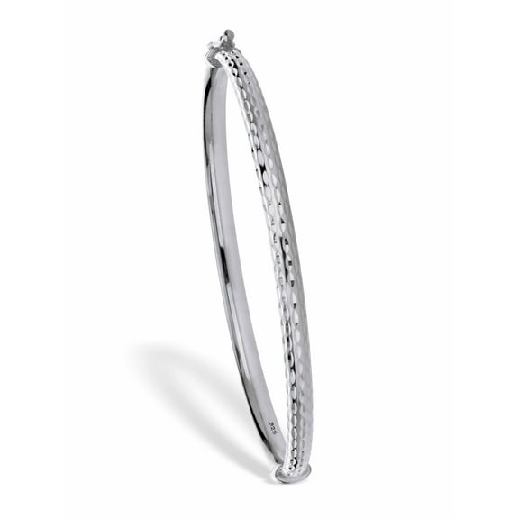 Diamond Cut Bangle Bracelet Sterling Silver 7 3/4" Length
