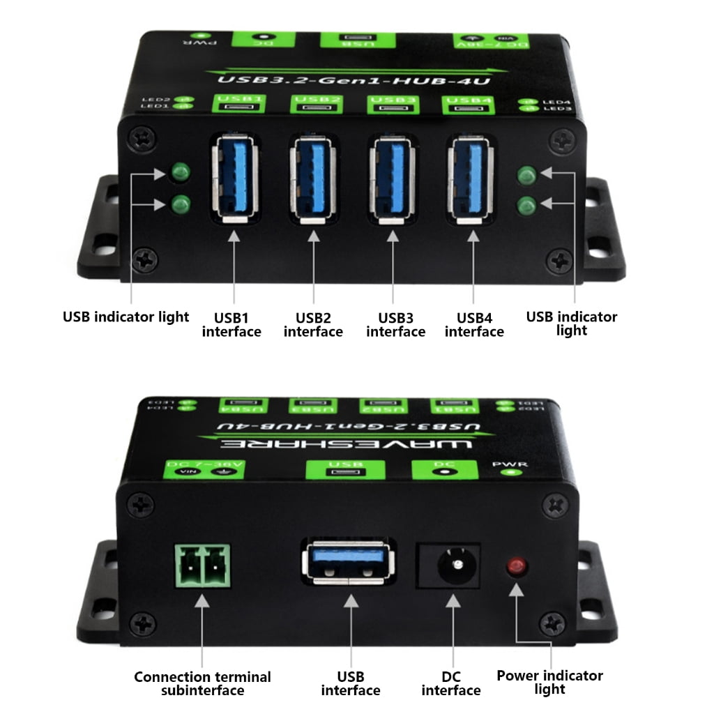 Tizuqe Advanced 4 Way USB 3.2 Hub With External Power Support And Current Protections For Various USB Devices