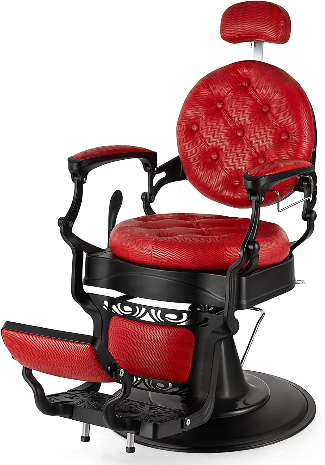 Artist Hand Vintage Red Heavy Duty Recliner Salon Barber Chair