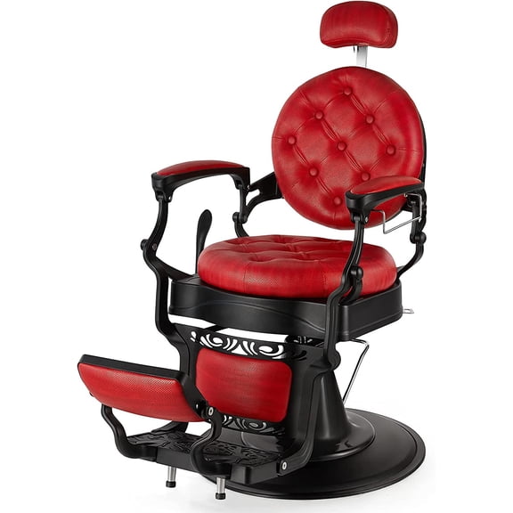 Artist Hand Vintage Red Heavy Duty Recliner Salon Barber Chair