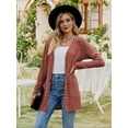 thumbnail image 5 of Women'S 2025 Fall Fashion Cardigan Soft Knit Cardigan for Women Long Sleeve Open Front Coat with Pockets Brick Red L, 5 of 9