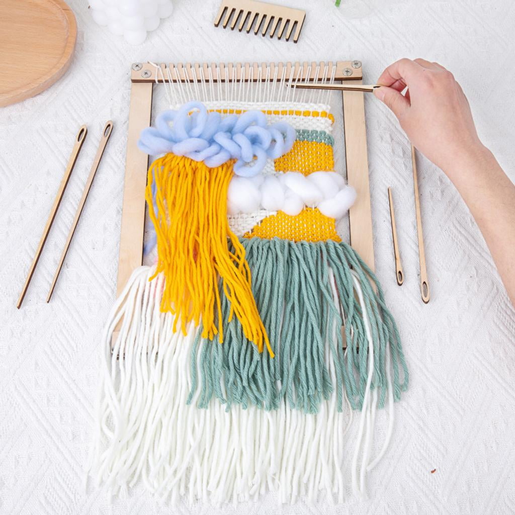 Yunhgft Wooden Weaving Loom Kit Multi-Craft with Needle Included Wool Yarn DIY Hand-Knitted Machine Tapestry Looms for Kids Adult Beginners