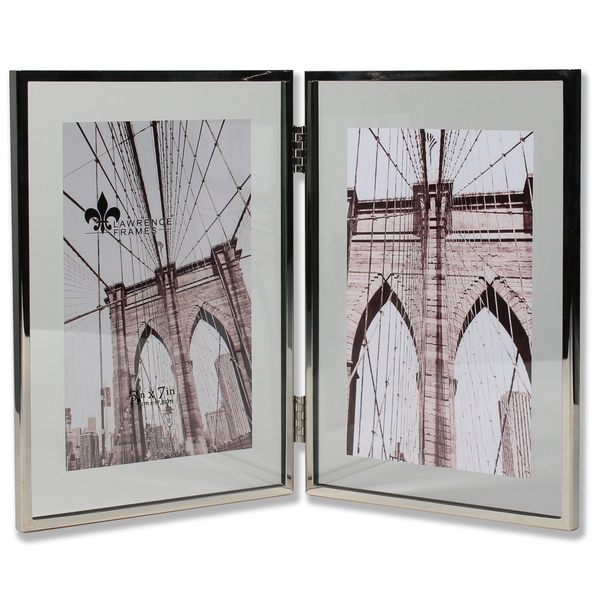 5x7 Hinged Double Harland Silver Metal Float Frame