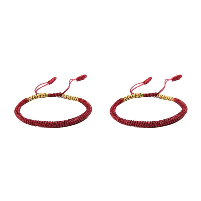 Pulseras de buena suerte Qarigey tejida tibetana Cuerda de mano Brazaletes Pulseras Encanto Hombres Regalos Multicolor 2piezas