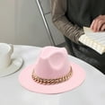 thumbnail image 5 of Women Men Wide Brim Western Cowboy Cowgirl Fedora Hat with Chain Belt Buckle, 5 of 5