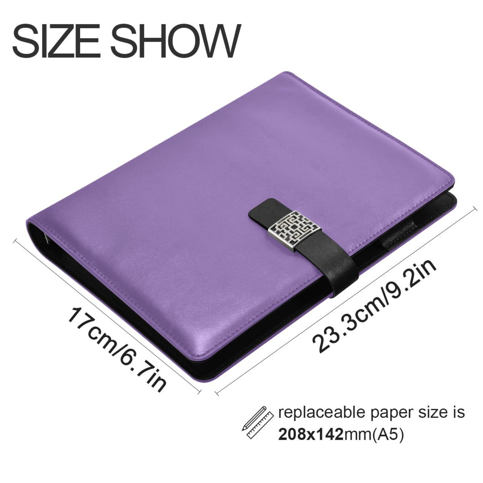 Premium Faux Leather Notebook - Refillable, Multi-Functional Organizer, 23.3x17cm, All-Season Use，Purple