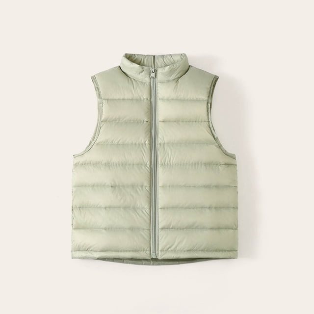 Boys Girls Lightweight Down Jacket with Stand Collar Solid Color Warm Puffer Coat for Children