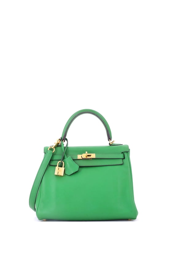 Pre-Owned Kelly Handbag Bamboo Swift with Gold Hardware 25 By Rebag